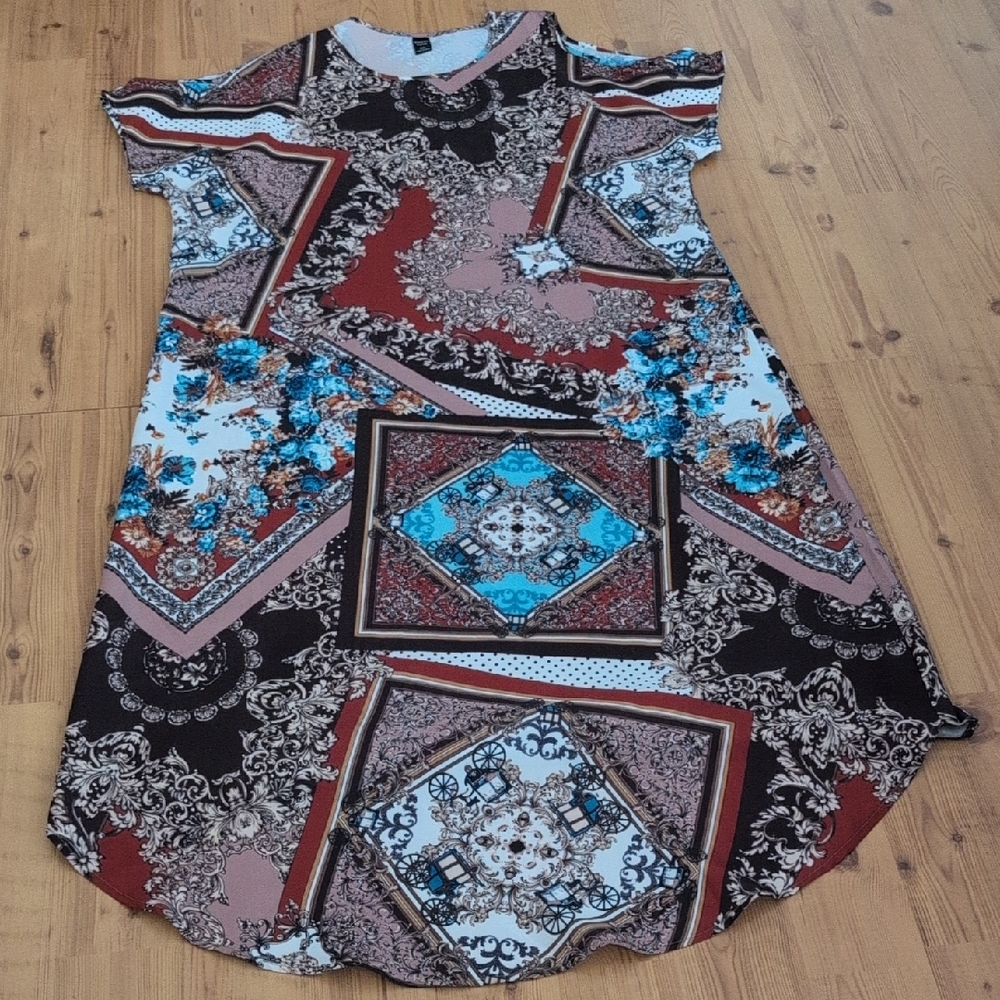 Elegant Multicolor Patterned Dress